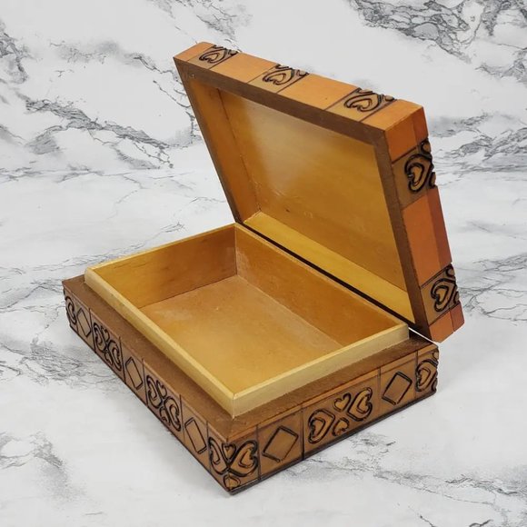 Handmade Hinge Lid Wooden Box Vintage - Picture 8 of 11